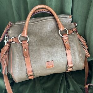 Dooney and Bourke Pebble Grain Large Leather Satchel (Grey Taupe)